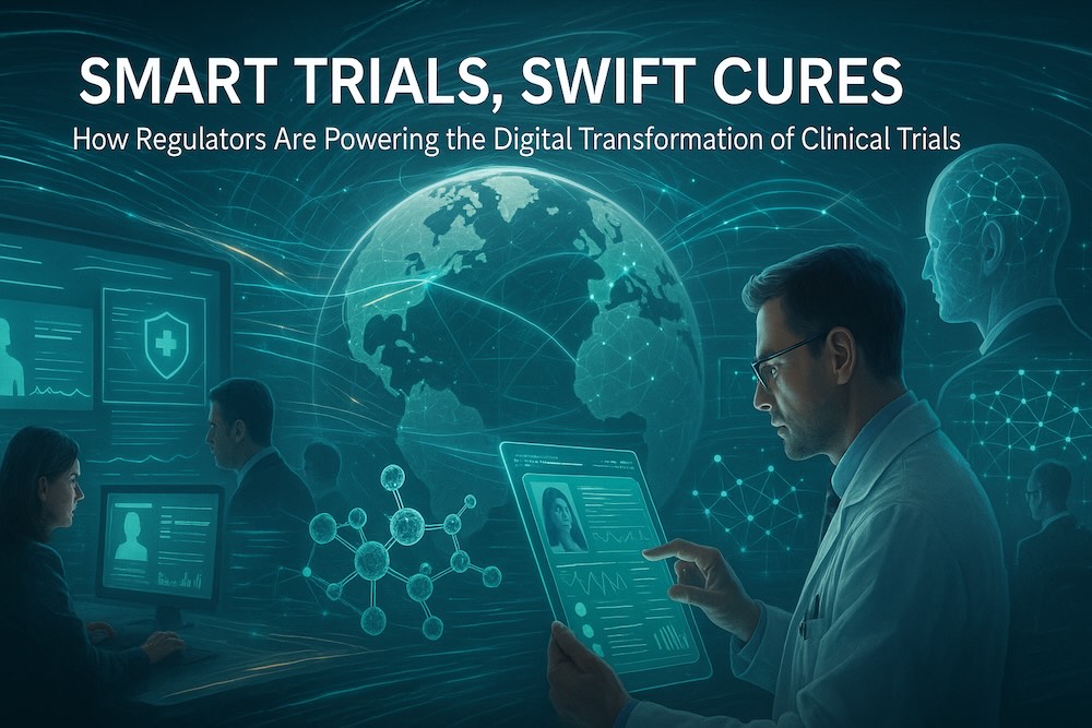 Researchers using AI technology to accelerate digital clinical trials under new UK and FDA regulations.