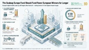 The Scaleup Europe Fund should not try to fund every European startup. HealthTech Alpha data shows Europe’s digital health scale-up cliff begins after Series B, making Series C–E the highest-impact target.