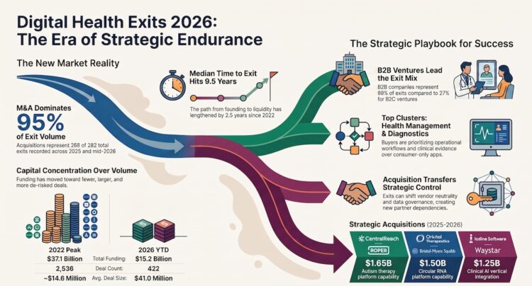 Digital Health Exits in 2026: M&A Dominance, Longer Hold Periods, and Strategic Consolidation
